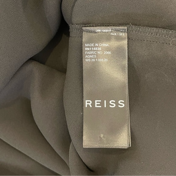 REISS Agnes Piping Detail Dress Size 8 Black Contrast Trim Asymmetric Hem - Picture 6 of 9